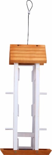Stokes Select Wood Tower Bird Feeder - White/Brown Perspective: left