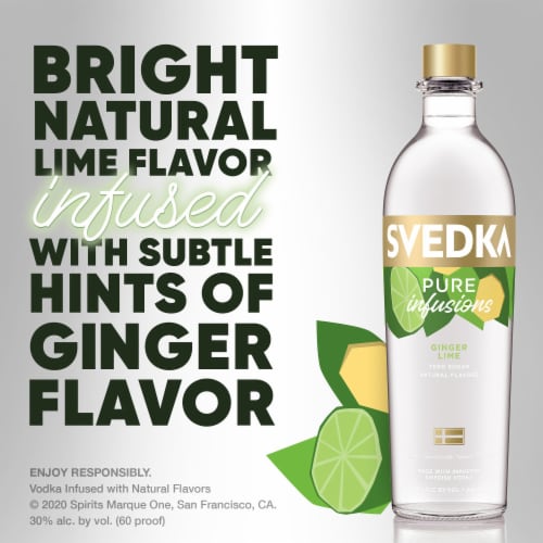 Svedka Pure Infusions Ginger Lime Flavored Vodka Perspective: left