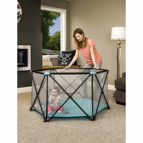 Regalo My Play 6 Panel Portable Play Yard Aqua Play Yard 48 x 26 in Food 4 Less