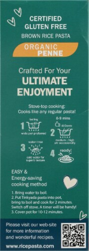 Tynkyada Organic Brown Rice Penne Pasta Perspective: left