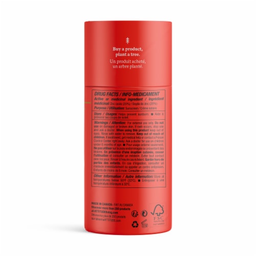 Attitude Natural Care Unscented Mineral Sunscreen Stick SPF 30 Perspective: left