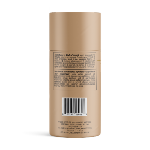 Attitude™ Natural Care Unscented Tinted Face Stick SPF 30 Perspective: left
