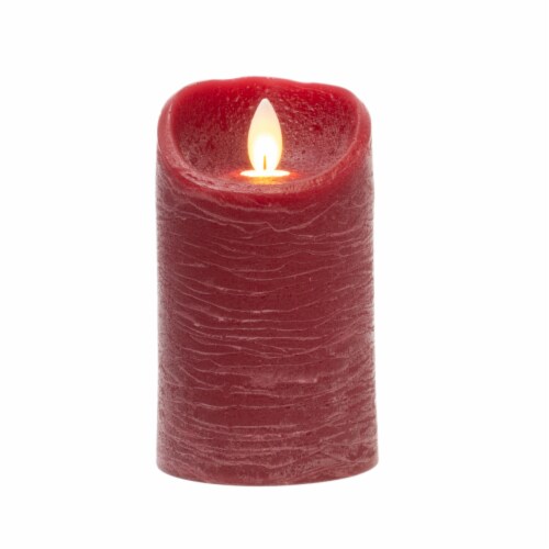 Sterno Home Expressions Flameless Wax Rustic Pillar Candle - Red Perspective: left