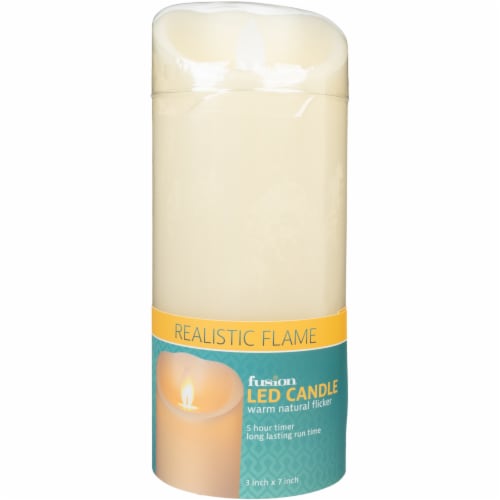 Fusion™ iFlicker Flameless LED Pillar Candle - Cream Perspective: left