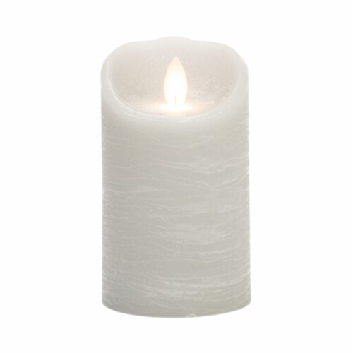 Sterno Home Expressions Flameless Wax Rustic Pillar Candle - Grey Perspective: left