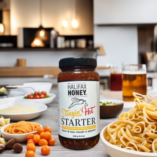 Stingin' Hot STARTER | Chili Garlic Paste with Wildflower Honey | 8.4oz Perspective: left