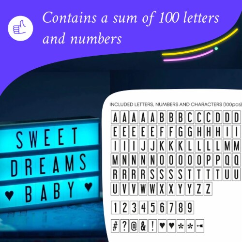 My Cinema Lightbox - 8 x6  - 100 LED Light Letters & Numbers - 3-Modes Black Perspective: left