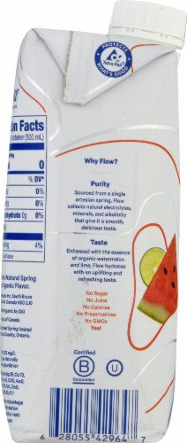 Flow Organic Watermelon + Lime Flavored Alkaline Spring Water Perspective: left