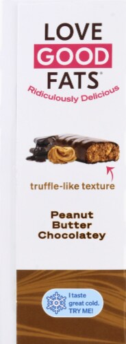 Love Good Fats Peanut Butter Chocolate Keto Protein Energy Bars Perspective: left