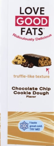 Love Good Fats™ Plant Based Chocolate Chip Cookie Dough Keto Snack Bars Perspective: left