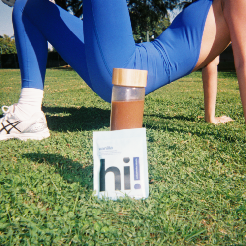 Human Improvement Vanilla Protein Powder Plant Based and Cricket Protein 15 Serving Bag Perspective: left