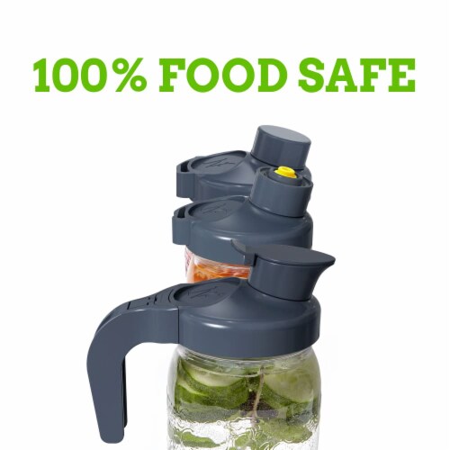Nourished Essentials Fermentation Kit - 4 Lids, 8 Caps, 2 Filters, 1 Handle, 1 Pump Perspective: left