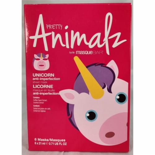 Masque Bar Pretty Animalz Unicorn Facial Sheet Mask - 6 Pack Cleansing Hydrating Perspective: left