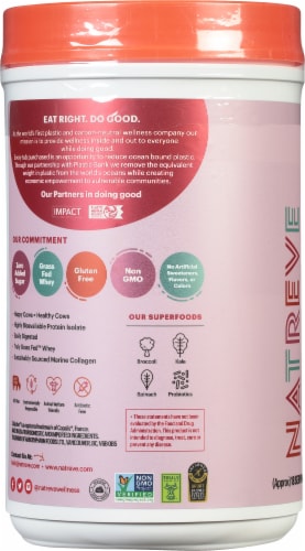 Natreve Strawberry Shortcake Grass-Fed Whey Protein Powder Perspective: left
