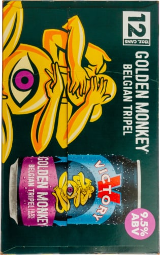 Victory Brewing Company® Golden Monkey® Belgian Style Tripel Ale Beer Cans Perspective: left
