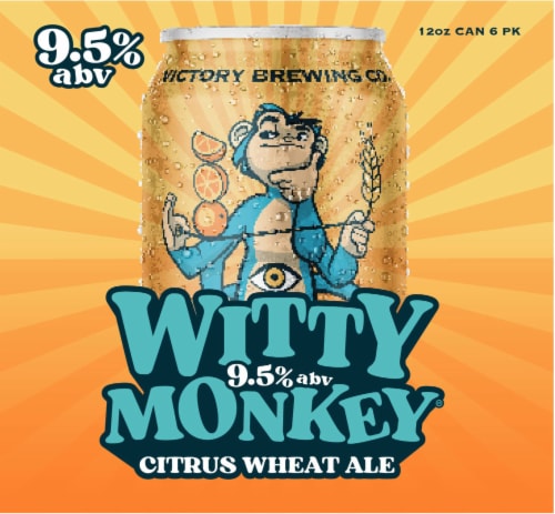 Victory Brewing Co® Witty Monkey® Citrus Wheat Ale Perspective: left