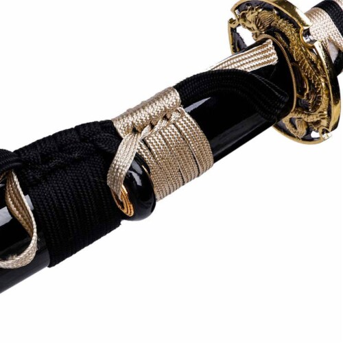 Siwode 40  Carbon Steel Golden Dragon Full Tang Japanese Katana with Bo-Hi, Gold Perspective: left