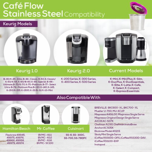 2-PK Cafe Flow Stainless Steel Reusable K Cup  Refillable Capsule Cup  Metal Coffee Filter Fo, 2 units - Harris Teeter