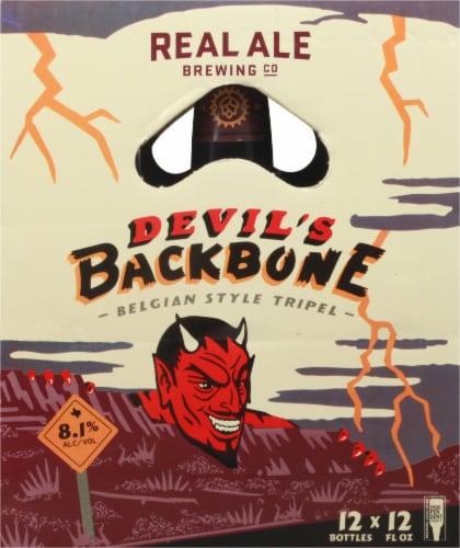 Real Ale Brewing Company Devil's Backbone Belgian-Style Tripel Beer Perspective: left