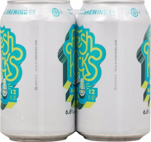 Real Ale Fresh Kicks Hazy IPA Craft Beer 6 cans / 12 fl oz Perspective: left