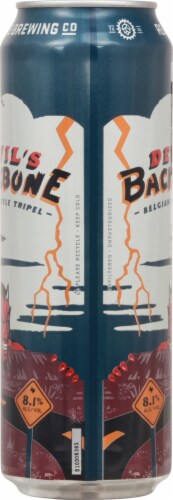 Real Ale Devil's Backbone Belgian Tripel Craft Beer single can Perspective: left