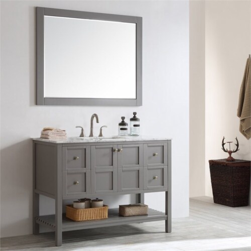 Vinnova Florence 48 Bathroom Vanity Framed Wall Mirror in Gray Perspective: left