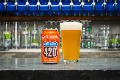 SweetWater Brewing Co. Citrus Haze 420 Hazy Pale Ale Perspective: left