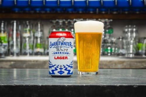 SweetWater Brewing Company Lager 12 Pack 12oz Cans Perspective: left