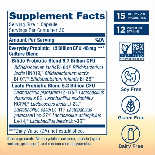 Renew Life Everyday Daily Supplement Probiotic Capsules Perspective: left
