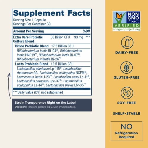 Renew Life Extra Care Digestive Probiotic Capsules Perspective: left