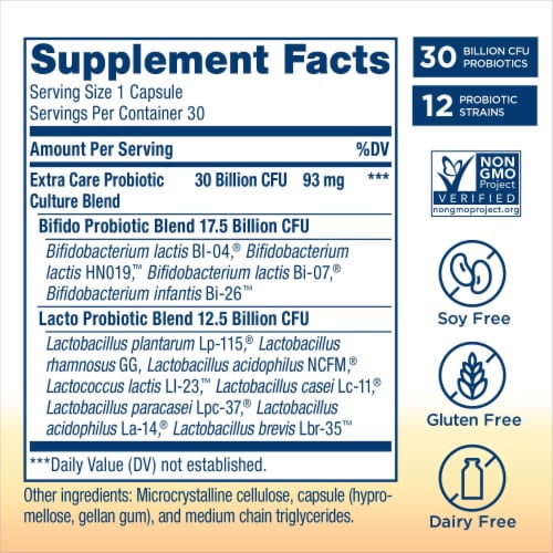 Renew Life Extra Care Digestive Probiotic Capsules Perspective: left