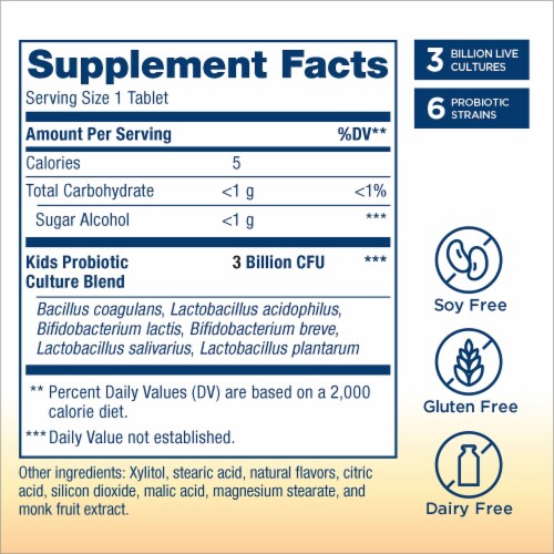 Renew Life Kids Chewable Probiotic Tablets Perspective: left