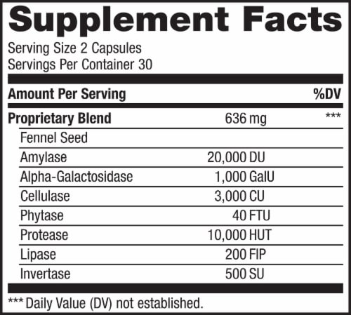 Renew Life Gas Stop Enzyme Formula Capsules Perspective: left