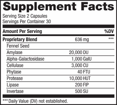 Renew Life Gas Stop Enzyme Formula Capsules Perspective: left