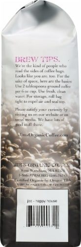 Jim's Organic Happy House Blend Whole Bean Coffee Perspective: left