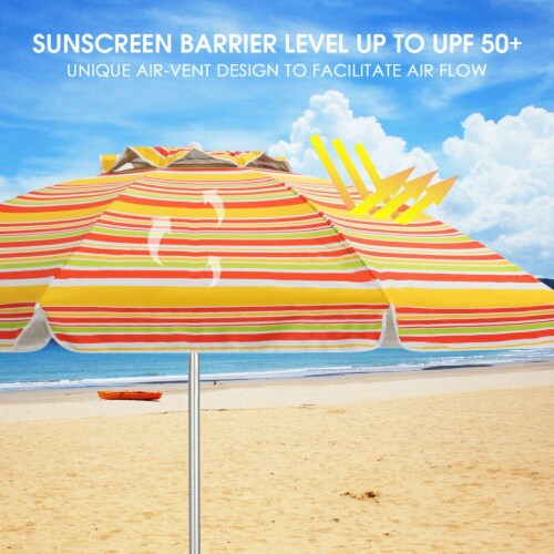 Slickblue 6.5 Feet Beach Umbrella with Sun Shade and Carry Bag without Weight Base Perspective: left