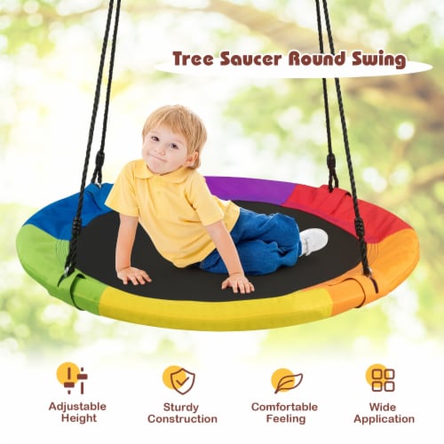 Slickblue 40" Multi-Color Flying Saucer Tree Swing Outdoor Play Set for Kids Perspective: left