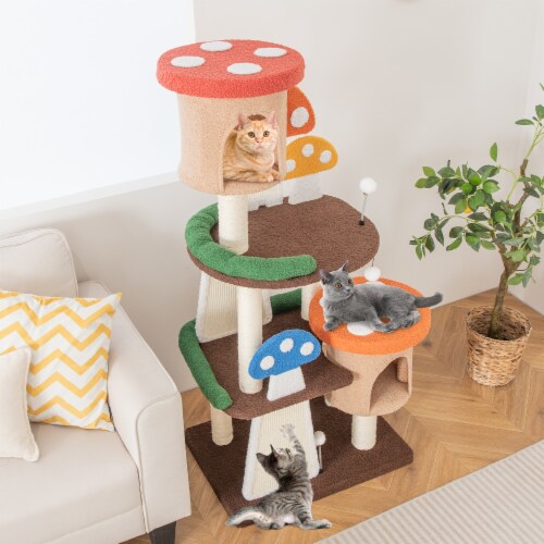 Slickblue 4-In-1 Cat Tree with 2 Condos and Platforms for Indoors Perspective: left