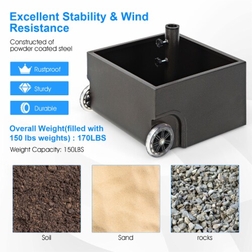 Slickblue 150 Pounds Patio Umbrella Base Stand Wheels Planter Outdoor Perspective: left