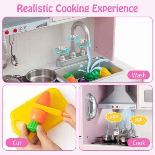 Slickblue Pretend Play Kitchen for Kids with 16 Pieces Accessories Perspective: left