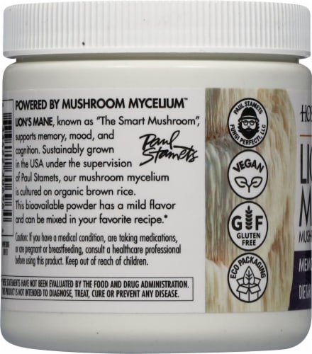 Host Defense® Lion's Mane Mushroom Mycelium Powder Perspective: left