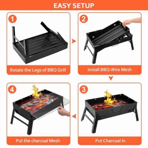 Portable BBQ Grill Foldable Charcoal Grill Lightweight Smoker Grill Perspective: left