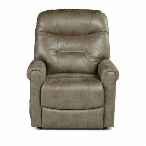 Ottawa Mushroom Light Brown Faux Leather Power Lift Chair with Heat and Massage Perspective: left