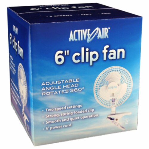 Active Air ACFC6 Portable 6 Inch 2 Speed Clip On Hydroponics Grow Fan (6 Pack) Perspective: left