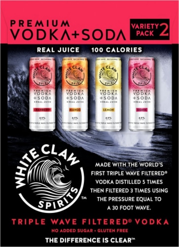 White Claw Spirits Vodka Soda Canned Cocktail Variety Pack 2 Perspective: left