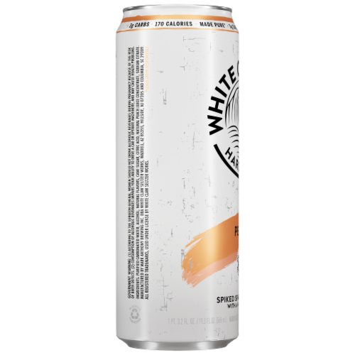 White Claw Peach Hard Seltzer Can Perspective: left