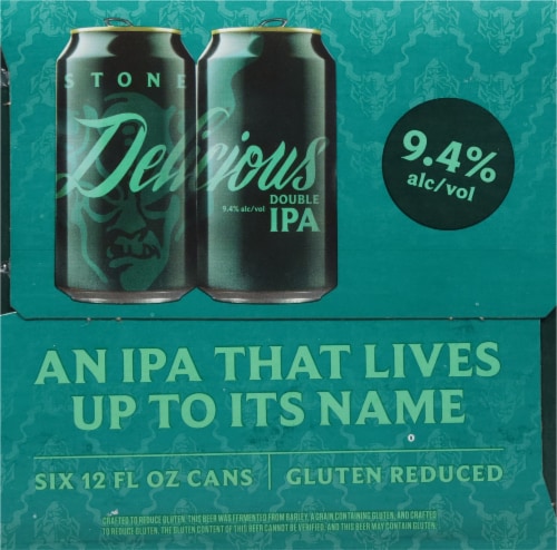 Stone® Delicious Double IPA™ Craft Beer Cans Perspective: left