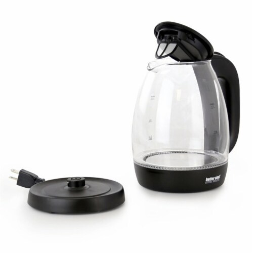 Better Chef 7-Cup Cordless Borosilicate Glass Electric Kettle With Led Light Black Perspective: left