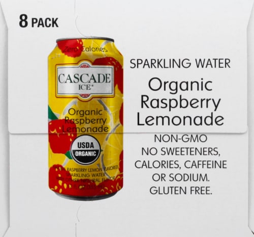 Cascade Ice® Raspberry Lemonade Flavored Sparkling Water Cans Perspective: left