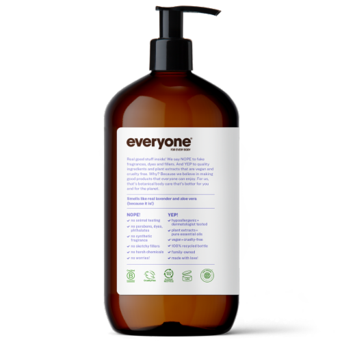 Everyone Lavender + Aloe 3 in 1 Shampoo Body Wash & Bubble Bath Perspective: left